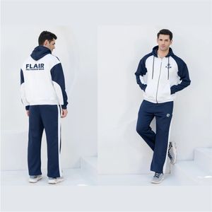 Chándal personalizado blanco y azul marino para hombre - Product Image 3