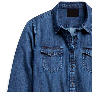 Chemise en jean à manches longues de haute qualité, coupe ajustée, manches longues, faible MOQ, services OEM, style décontracté, chemises en jean pour hommes - Product Image 2