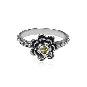 Bagues Fleur en Argent Sterling 925 avec Péridot Naturel, Pierre de Naissance pour Femme, Bijoux Vintage en Pierre Précieuse Verte pour Anniversaire d'Août, Vente en Gros - Product Image 3