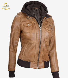 Chaqueta de Motociclista con Capucha Desmontable, de Algodón/Fibra de Bambú Marrón, Diseño Personalizado, Tejida para Invierno - Product Image 3