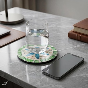 Handmade Shell <b>Mosaic</b> Drink MOP Inlay Coasters with Holder Modern Design Round Shape 10 CM Diameter From REHMAN <b>CRAFT</b> - Product Image 3