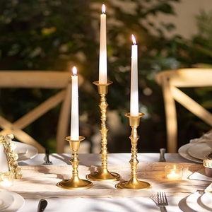 Décoration de Noël, porte-bougies en métal, porte-bougies en laiton pour bougies coniques, décoration pour table à manger, centre de table de mariage - Product Image 4