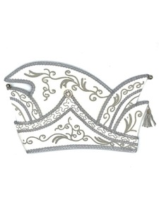 Sombrero de Carnaval Bordado en Plata y Blanco, Hecho a Mano, Personalizado, Gorra de Disfraz para Festival, Gorra de Príncipe de Carnaval - Product Image 3