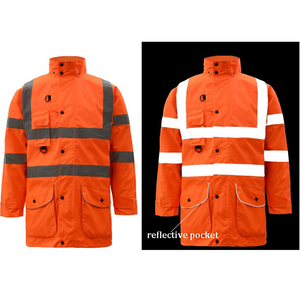 Chaqueta de Seguridad Impermeable de Alta Visibilidad, Reflectante, Color Naranja, Ropa de Trabajo, Ropa Protectora para la Construcción, Equipo de Protección Personal Resistente para Hombre - Product Image 4