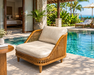 Sillón de Jardín de Madera con Cojines, Asiento de Exterior para Patio, Piscina o Villa - Product Image 1