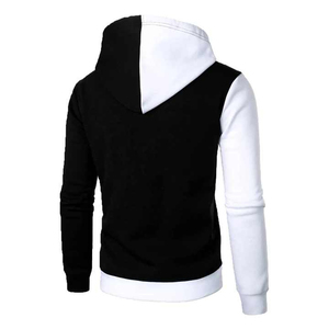 เสื้อสเวตเชิ้ตมีฮู้ดผู้ชาย ทรงเข้ารูป สไตล์ลำลอง แขนยาว ผ้าถัก สำหรับใส่ในฤดูใบไม้ร่วง ดีไซน์สีดำขาว - Product Image 2
