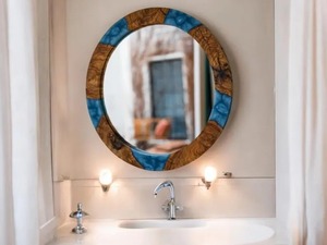 2. Espejo de tocador artesanal de resina y madera VeloraCraft, elegante espejo decorativo hecho a mano con patrones únicos para un estilo moderno - Product Image 5