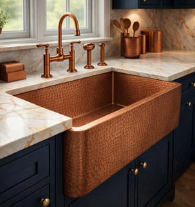 Évier de cuisine moderne de luxe en cuivre massif, fait main, à cuve unique profonde, à encastrer sous plan, pour cuisines et hôtels haut de gamme - Product Image 5