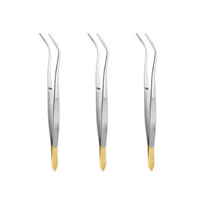 Pince dentaire à pointe dentelée incurvée, en acier inoxydable de qualité médicale, pour pansements en coton, instrument chirurgical à prise manuelle - Product Image 1