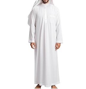 Thobes islamiques pour hommes du Moyen-Orient, vêtements longs en coton et polyester pour hommes musulmans adultes, Abaya arabe, Robe Thobe - Product Image 5
