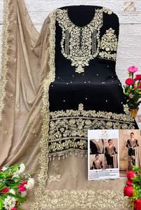 Sophistiqué Chic Fox Georgette Rich Moti Séquence Broderie Élégant Dupatta Impressionnant Hiver Gharara Ensemble pour Vêtements Indiens - Product Image 2