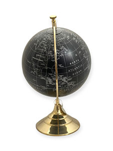 Globo Terráqueo Negro Premium con Base de Latón Elegante, Diseño Art Deco, Función Giratoria, Ecológico, Duradero, Globo de Escritorio Tradicional - Product Image 2