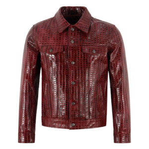 Wholesale Mens Crocodile Embossed Cowhide Leather Trucker <b>Jacket</b> <b>Western</b> Classic Shirt Style <b>Jacket</b> Private Label Manufacturer - Product Image 1
