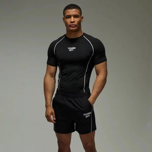 Men Athletic short <b>Sleeve</b> Tee Fitted Gym <b>Workout</b> Muscle Fit Compression Crew Neck Training Fitness <b>Top</b> <b>top</b> mens fitted <b>long</b> - Product Image 1