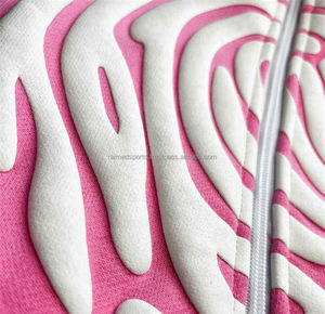 2024 moda Streetwear Puff estampado cremallera completa sudaderas con capucha logotipo personalizado peso pesado térmico desgastado lavado Zip Up sudaderas con capucha para hombres - Product Image 5