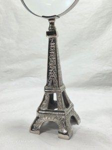 Loupe de bureau décorative en métal en forme de Tour Eiffel argentée, loupe à main, souvenir de Paris, décoration de bureau de luxe, artisanat métallique - Product Image 4