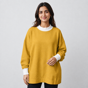 Sudadera de cuello alto para mujer de marca privada, ligera, de algodón polar, con bordado personalizado, para uso casual, puños acanalados, venta al por mayor de fábrica - Product Image 1