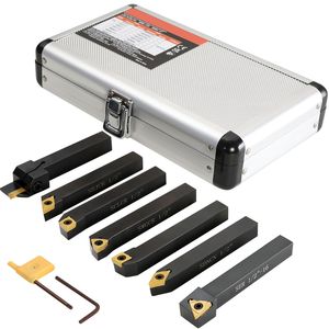 Utensili per tornio in carburo superresistente 40CR indicizzabili, punte per taglio e formatura metalli da 1/2 pollice, set da 7 pezzi - Product Image 1
