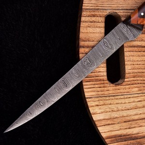 Custom Handmade Ambidextrous Modern Forged Fillet <b>Knife</b> Damascus Steel Wood Handle Leather Sheath-Eco-Friendly Dishwasher <b>Safe</b> - Product Image 3