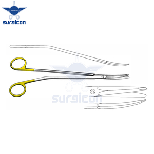 Ciseaux Gorney-Freeman 23 cm (9 pouces) courbés pour lifting du visage, ciseaux chirurgicaux en carbure de tungstène TC Gold, acier inoxydable - Product Image 3