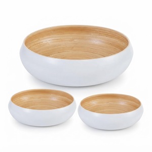 Ensaladera de Bambú, Tazón para Servir de Madera Hecho a Mano, Ecológico, Sostenible, Rústico, Estilo Boho, Vajilla para Cocina - Product Image 1