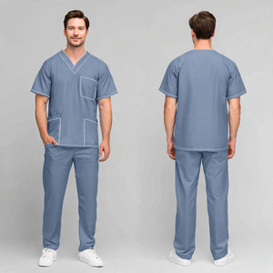 Customized Unisex Knitted 100% Cotton Breathable Comfortable <b>Scrub</b> Suits Medical Hospital Uniforms - Product Image 1