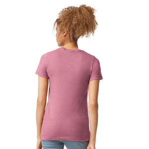 T-shirt classique pour femme à col rond en coton doux, décontracté, à manches courtes, pour tous les jours, coupe régulière confortable, couleur prune - Product Image 2