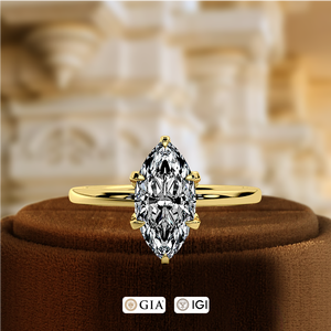 แหวนเพชรทรงมาร์คีส์ 1 กะรัต เพาะเลี้ยงในห้องปฏิบัติการ, แหวนทองคำขาว 14K สำหรับวันครบรอบ, แหวนแต่งงานรับรองโดย IGI, แหวนเพชรเม็ดเดี่ยวสำหรับเจ้าสาว - Product Image 2