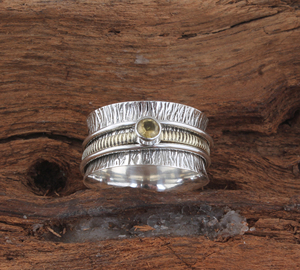Luxury Natural Citrine <b>Spinner</b> Wedding <b>Ring</b> Elegant 925 Sterling Silver Gold Plated Meditation Band High-Quality <b>Spinner</b> <b>Ring</b> - Product Image 1