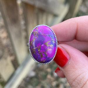 Purple Copper Turquoise <b>Ring</b> 925 Silver <b>Statement</b> <b>Ring</b> Unique Gemstone <b>Ring</b> Handmade Boho Jewelry Artisan Turquoise <b>Ring</b> - Product Image 4