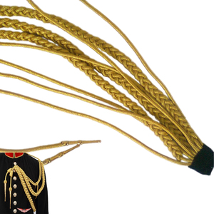 Aiguillettes d'uniforme en Mylar doré double style, Aiguillette métallique dorée avec étiquettes dorées, Aiguillette d'uniforme - Product Image 2