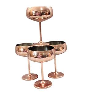 Copas de Vino Tinto Hechas a Mano para Fiestas, de Acero Inoxidable y Vidrio, con Recubrimiento de Cobre - Product Image 3