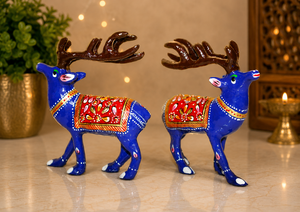 NIRMALA HANDICRAFTS Statue de cerf en métal Meenakari artisanale, figurine émaillée, design moderne, pour sol (UNIQUE), Rajasthan High - Product Image 5