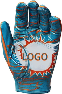 Blue Orange PU Baseball Softball Gloves with Logo Design for <b>Game</b> Use - Product Image 3