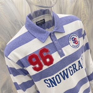เสื้อโปโลแขนยาวลายทางสโนว์เกรซ ปักโลโก้ ปกคอพับ ทรงปกติสำหรับผู้ชาย ใส่ได้ทุกฤดู - Product Image 6