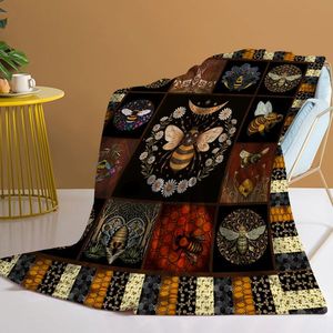 Coperta in Flanella Jacquard con Motivo Api, Super Morbida e Pelosa, Stile Intrecciato, Misura Personalizzabile per Uso Letto - Product Image 1