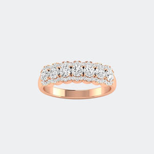 Bague de mariage empilable en or 14K avec 5 pierres de diamant de laboratoire rondes brillantes de 1,00 carat, sertie pavé VVS VS DEF, pour anniversaire - Product Image 3