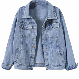 Veste en jean respirante, imperméable et coupe-vent pour femme, en tissu peau de mouton, couleur unie, col rabattu, confortable, prix raisonnable - Product Image 2