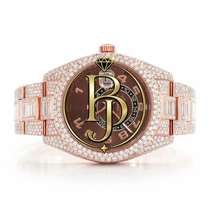 Iced Out VVS Moissanite Hip Hop <b>Stainless</b> <b>Steel</b> Rose Gold 28 CT Diamond <b>Ring</b> Watch for <b>Men</b> - Product Image 5