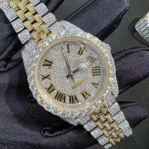 Montre mécanique de luxe Hip Hop Iced Out VVS Moissanite Diamond en acier inoxydable avec logo personnalisé, cadran analogique 41 mm pour homme - Product Image 3