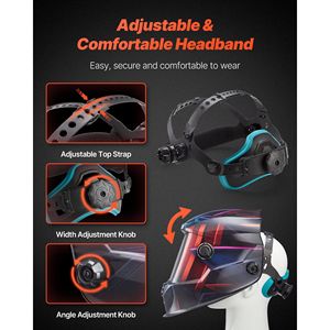 Casco per saldatura auto-oscurante con 4 sensori ad arco, alimentato a energia solare, True Color, maschera per saldatore con visiera larga 3,94 pollici x 3,15 pollici, per saldatura - Product Image 5