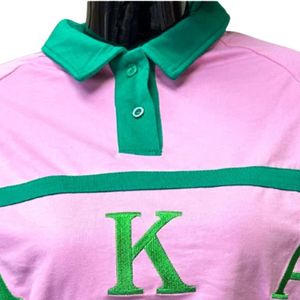 Chemise de rugby rose et verte pour femmes, manches longues, style polo, jersey décontracté, haut de sport, vêtements de mode streetwear, vêtements élégants pour femmes, vente en gros - Product Image 4