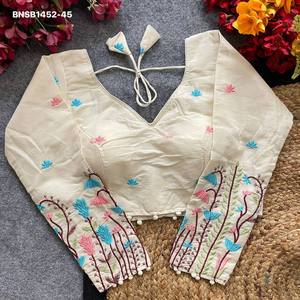 Khadi เสื้อเบลาส์คอวีปักหลายด้ายและแขน3/4คอลเลกชั่นเสื้อแฟชั่นสำหรับผู้หญิง - Product Image 6