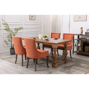 Set di 2 Sedie da Pranzo Ultra Side con Tessuto Rinforzato, Gambe in Legno Massello dai Toni Neutri e Borchie in Bronzo - Product Image 2