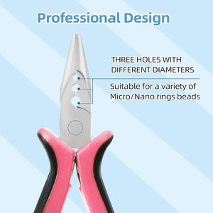 Alicates Mini de 3 Orificios con Mango Rosa, Elegancia en Precisión, para Apertura y Extracción de Extensiones de Cabello con Anillos Micro Nano - Product Image 3