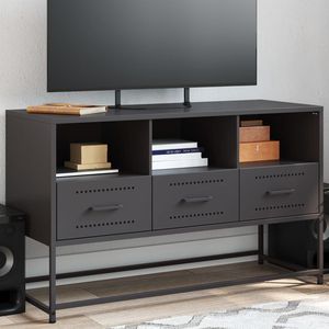 Mobile TV Rettangolare in Acciaio Nero di Media Dimensione per Soggiorno - Product Image 1