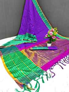 Sari de seda de la mejor calidad con blusa de seda que brinda un aspecto atractivo en todas las ocasiones como bodas, fiestas y festivales. - Product Image 6