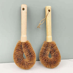 Cepillo de limpieza de fibra de coco natural con mango de madera, cepillo de fregar ecológico de mano para botellas y platos - Product Image 4