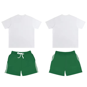 Ensembles 2 pièces pour hommes, T-shirt à col rond et manches courtes et short à cordon de serrage, ensemble personnalisé avec logo, ensembles courts pour hommes, ensemble de shorts d'été - Product Image 2