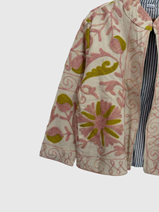 Veste à col mandarin brodée à la main avec des motifs floraux, manches longues, en coton, style Prairie Chic, vêtements de printemps, grande taille pour femmes - Product Image 4